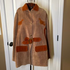 Full suede vintage cape with bird embellishments